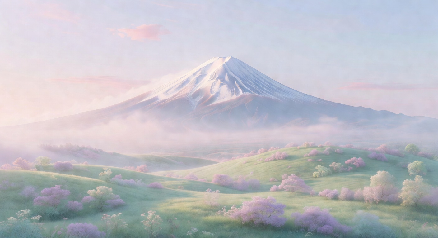 遠くに見える富士山の雄大な姿。日本の誇りと変わらぬ信頼を象徴します。